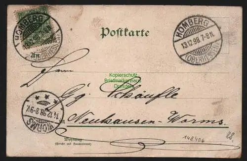 148406 AK Homberg Oberhessen 1898 Feuerwehr Litho Gut Schlauch
