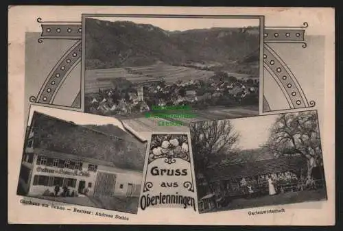 148652 AK Oberlenningen Gasthaus zur Sonne Gartenwirtschaft 1912