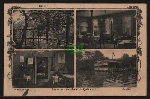 148027 Ansichtskarte Röbel 1913 Graubmann´s Restaurant Billard Zimmer Pavillon