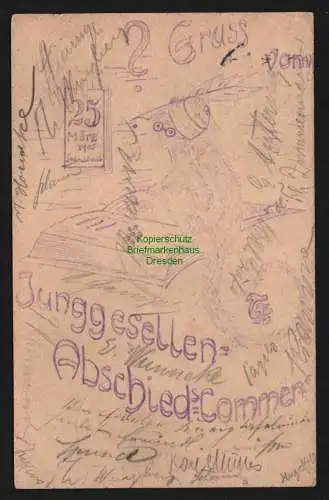 148082 Ansichtskarte Berlin 1905 Junggesellen Abschieds - Commers Künstlerkarte Affe a Buch