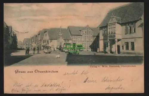 147964 Ansichtskarte Obernkirchen Grafschaft Schaumburg 1902 (Markt ?) Platz Straße belebt