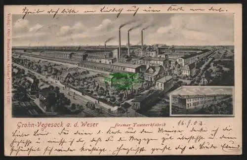 147965 Ansichtskarte Grohn Vegesack Bremen 1903 Bremer Tauwerkfabrik