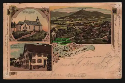 148172 Ansichtskarte Oberwinden Winden im Elztal 1900 Gasthaus z Rebstock Kirche Hörnleberg