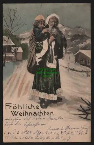 147993 Ansichtskarte Fröhliche Weihnachten Zwickau - Dresden 1905 Weihnachtsmann Kind