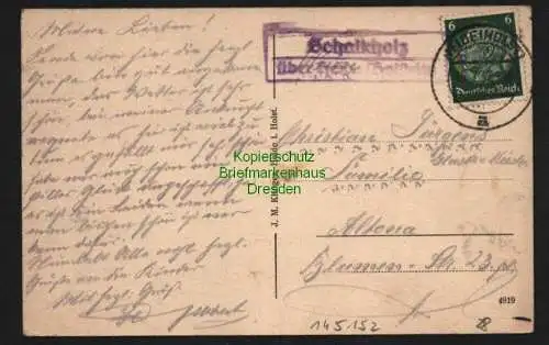 145152 AK Schalkholz Dorfstraße Windmühle Mole 1937 Landpoststempel über Heide