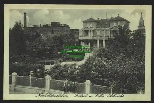 145305 Ansichtskarte Neuhaldensleben Fabrik und Villa Albrecht um 1920