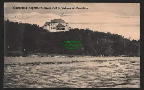 144516 AK Ostseebad Zoppot Sopot Höhenrestaurant Bergschloss am Menzelweg 1914