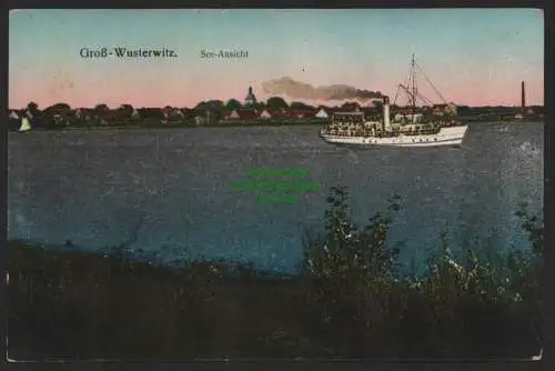 144742 AK Groß Wusterwitz Großwusterwitz See Ansicht 1916 Wasser Metalleffekt