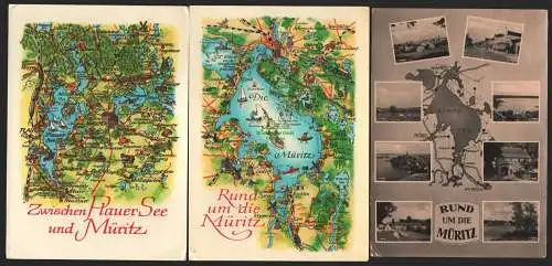 144564 3 AK Rund um die Müritz 1982 Waren Klink Röbel Rechlin Plauer See Lenz Ma