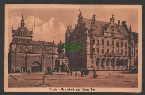 144920 Ansichtskarte Danzig 1916 Feldpost Reichsbank und Hohes Tor