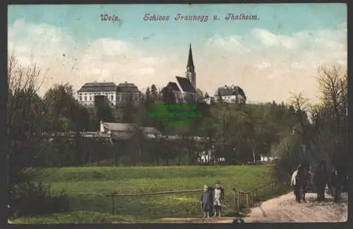 144878 Ansichtskarte Wels Stadt Oberösterreich Schloss Traunegg u. Thalheim 1908