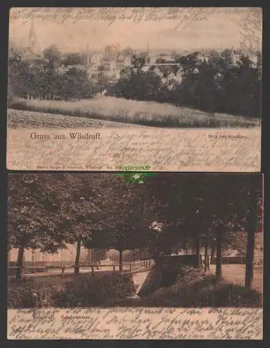 144841 2 AK Wilsdruff Blick vom Kischberg 1906 Bahnhofstraße 1908