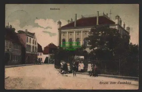 144575 Ansichtskarte Zwenkau 1907 Rathaus Ratskeller