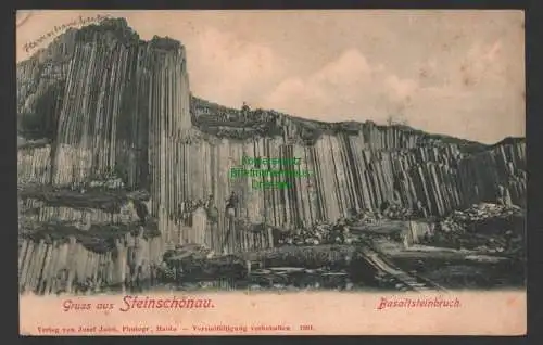 144819 Ansichtskarte Steinschönau Basaltsteinbruch Bergbau Basaltsäulen um 1900 Kamenicky