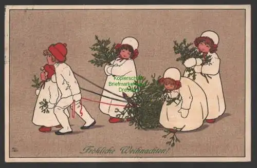 144875 Ansichtskarte Künstlerkarte M. Munk Vienne 1910 Kinder Fröhliche Weihnachten