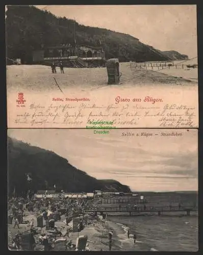 144771 2 AK Sellin Rügen Strandleben Restauration Strandpavillon 1898 1918