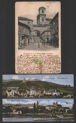 144830 2 AK Litomerice Leitmeritz 1903 Brückenstiege Elbansicht Franz Josef Höhe