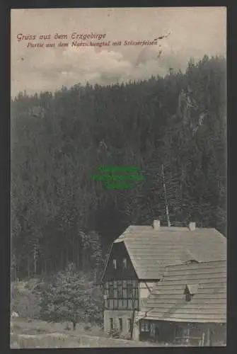 144831 Ansichtskarte Natschungtal Stösserfelsen Erzgebirge Brandau in Böhmen 1911