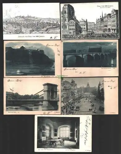 144377 7 Ansichtskarte Praha Prag vor 100 Jahren 1898 Kleinseitner Ring Palacky Brücke