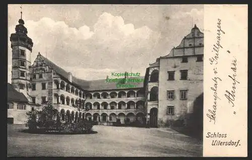 144217 Ansichtskarte Velke Losiny Groß Ullersdorf SchlossSchlosshof Turm um 1910