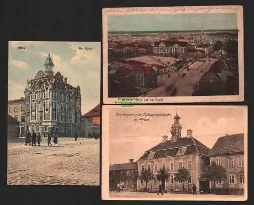 144243 3 Ansichtskarte Mitau Jelgava Lettland Stadt Markt Rathaus 1917