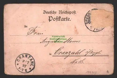 144429 AK Dresden Central Bahnhof Hauptbahnhof Litho 1897