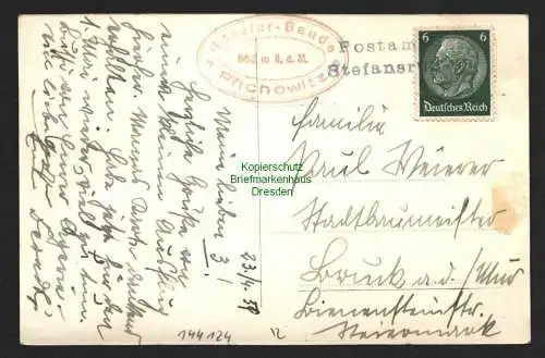 144124 AK Prichowitz Notstempel Postamt Stefansruh 1939 Rössler Baude