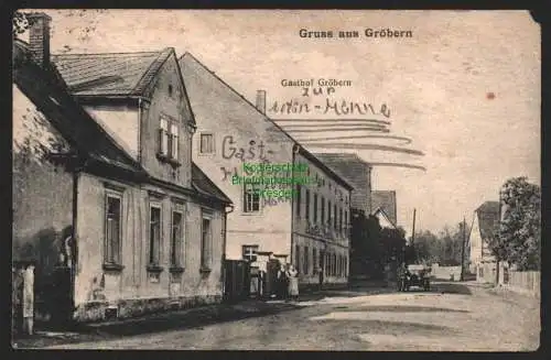 144476 Ansichtskarte Gröbern Niederau Kr. Meißen Gasthof 1920