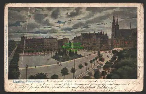 144412 Ansichtskarte Liegnitz Friedrichsplatz 1906