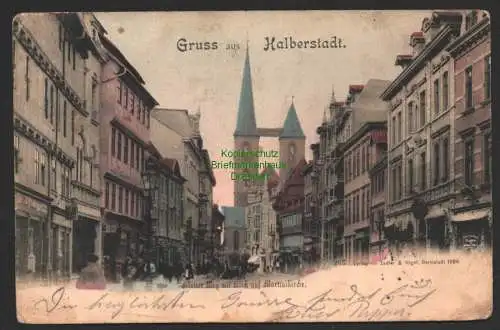 144403 Ansichtskarte Halberstadt Breiter Weg Martinikirche 1898