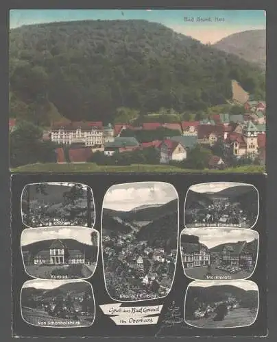 141780 2 Ansichtskarte Bad Grund Harz 1919 Kurbad Markt 1961