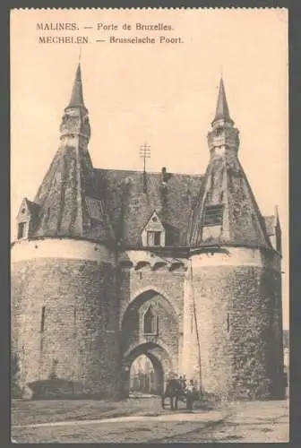 141752 AK Mechelen Mecheln Malines Porte de Bruxelles Pass Zentrale Gent 1916