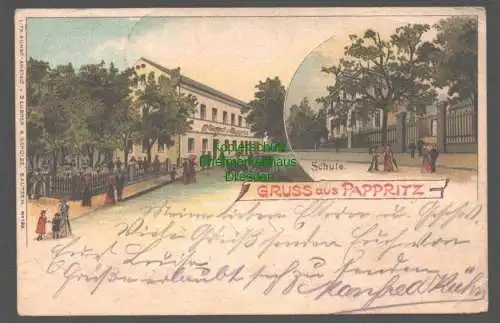 141869 AK Pappritz Dresden Litho Gasthof und Schule 1905