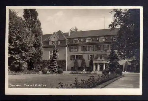 130349 Ansichtskarte Dinslaken Fotokarte park mit Kreishaus 1943 nach Wien