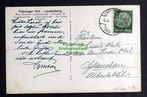 128810 Ansichtskarte Leutenberg Thür. Gasthaus Thüringer Hof Herbert Goldemund