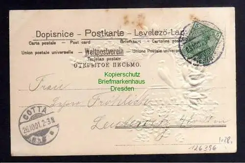 126396 AK Stollberg Erzgebirge 1901 Prägekarte Rose Taube Vergissmeinnicht