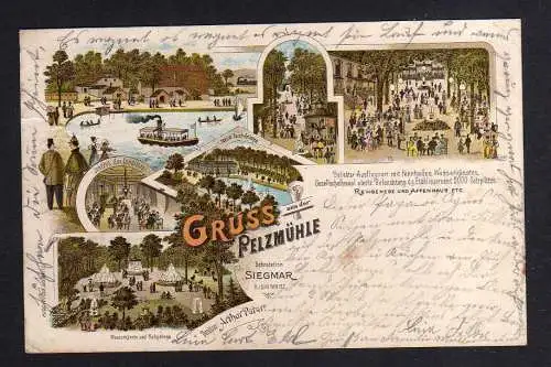 103774 AK Litho Pelzmühle Bahn Siegmar bei Chemnitz 1898 Conditorei Wasserkünste