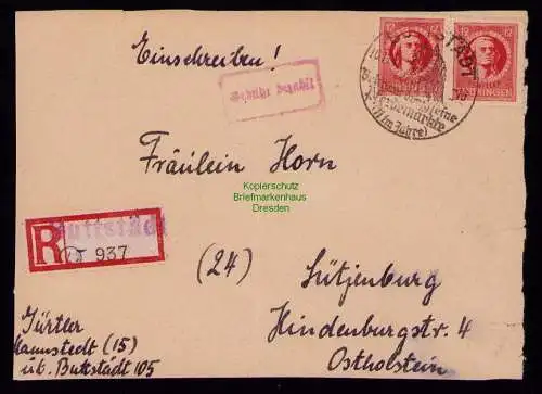 B18688 Briefvorderseite SBZ Thüringen Buttstädt 16.11.45 1945 nach Lütjenburg