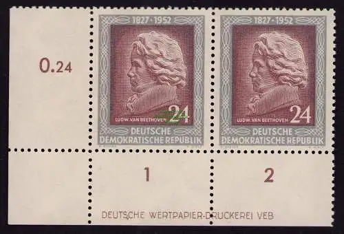 DDR DV 3573 301 DZ ** 125. Todestag von Ludwig van Beethoven 1952