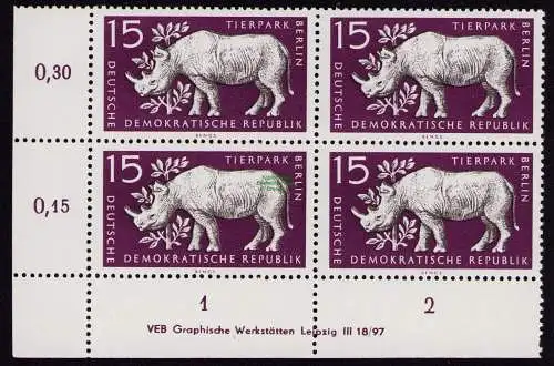 DDR DV 3681 553 ** Tierpark Berlin Spitzmaulnashorn 1956