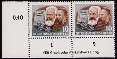 DDR DV 3592 345 DZ ** 70. Todestag von Karl Marx 1953