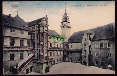 172537 AK  Torgau 1915 Schlosshof mit gr. Wendelstein Schlossturm