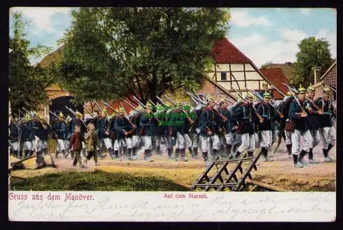 172531 AK  Leipzig 1908 Gruss aus dem Manöver Soldaten auf dem Marsch