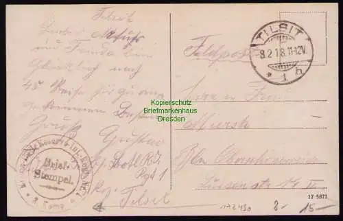 172490 AK  Tilsit 1918 Deutsche Strasse Feldpost