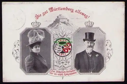 172429 AK  Stuttgart 1911 Privatganzsache Silberne Hochzeitsfeier Königspaares