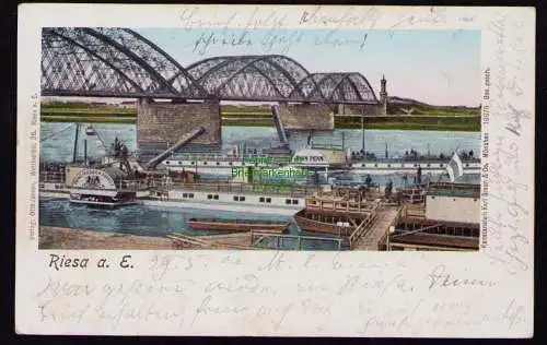 172421 AK  Riesa Elbe 1904 Elbbrücke