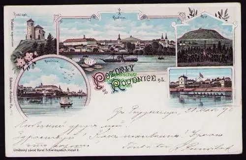 172342 AK  Roudnice nad Labem Raudnitz an der Elbe  1896 Litho 5 Bilder Schloss