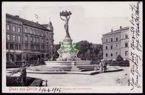 172339 AK  Görlitz 1902 Postplatz mit Zierbrunnen