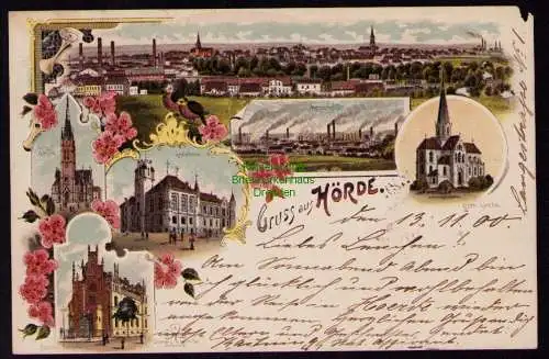 172312 AK  Hörde Dortmund 1900 Litho Hermannshütte Kreishaus Postamt Kirche