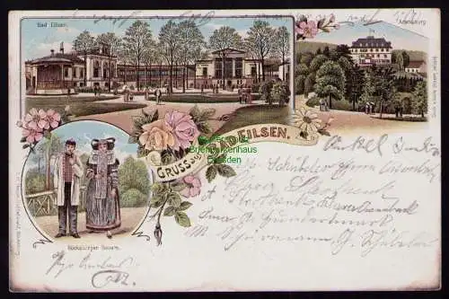 172310 AK  Bad Eilsen 1897 Litho Kurhaus Arensburg Bückeburger Bauern in Tracht